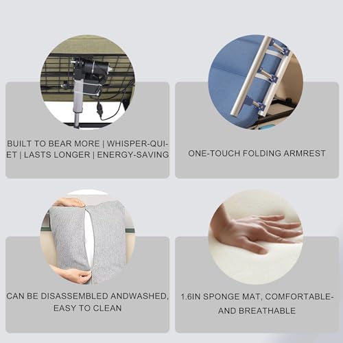 Electric Lifting Bed Backrest with Foldable Armrests