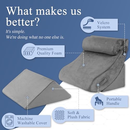 Axelrod 4PCS Orthopedic Wedge Pillow Set for Back Neck Leg Pain Relief