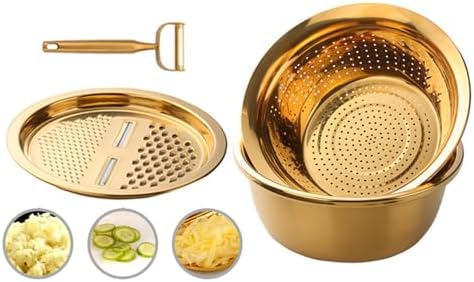 TEHAHA 3-in-1 Colander Set with Peeler and Mixing Bowl