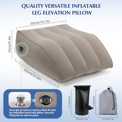 Stickermask Inflatable Leg Elevation Pillow for Swelling Relief and Better Sleep