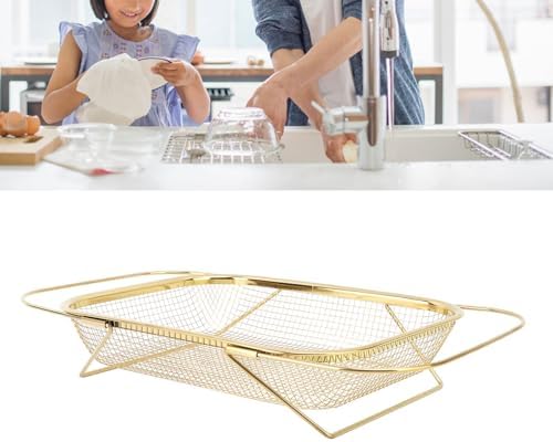 SASKATE Over the Sink Colander Strainer Basket Gold 1