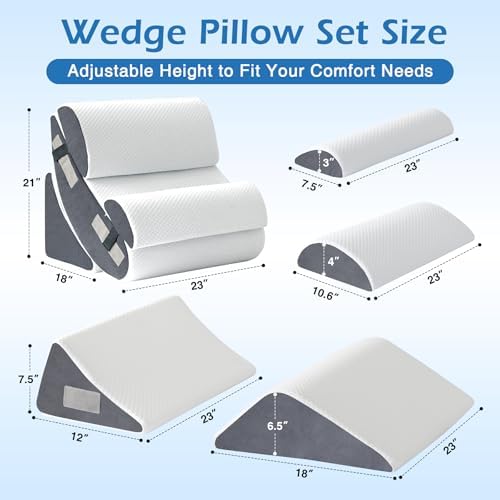 6PCS Orthopedic Wedge Pillow Set for Post Surgery Relief and Acid Reflux