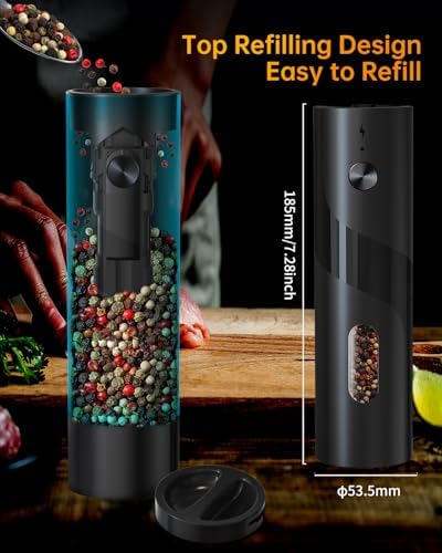 CIRCLE JOY Rechargeable Salt Pepper Grinder Set with USB Charging Base