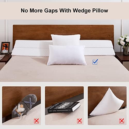 EUHAMS Queen Size Bed Wedge Pillow - Gap Filler 60x10x6 White