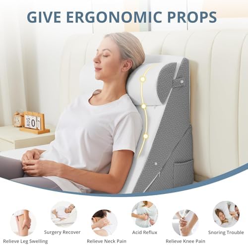 Sasttie Wedge Pillow Set with Memory Foam and Adjustable Heights