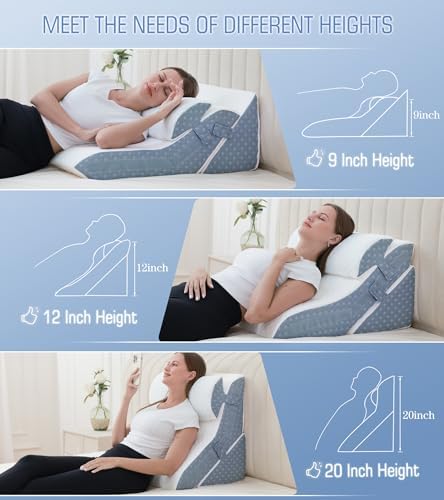Ziiyllean 20-in-1 Adjustable Bed Wedge Pillow for Back Pain Relief