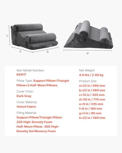VEVOR 4 Pcs Adjustable Orthopedic Wedge Pillow Set