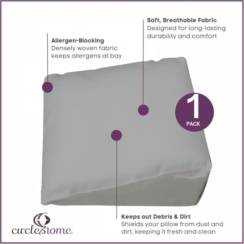 CirclesHome Wedge Pillow Cover Soft 100 Cotton Zippered Hypoallergenic Breathable Light Grey