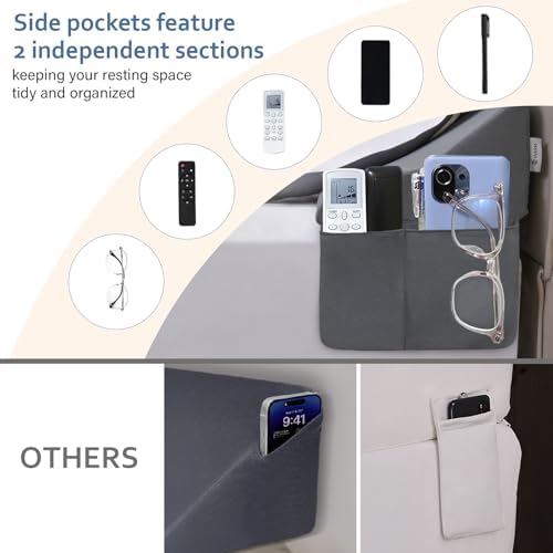 Vekkia King Bed Wedge Pillow Gap Filler with Storage Pockets