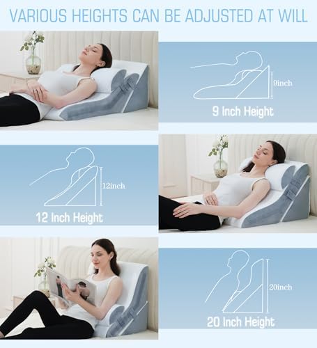 3PCS Foamalusion Adjustable Wedge Pillow for Sleep and Pain Relief