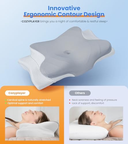 Cozyplayer Cooling Pillow for Neck Pain Relief and Support