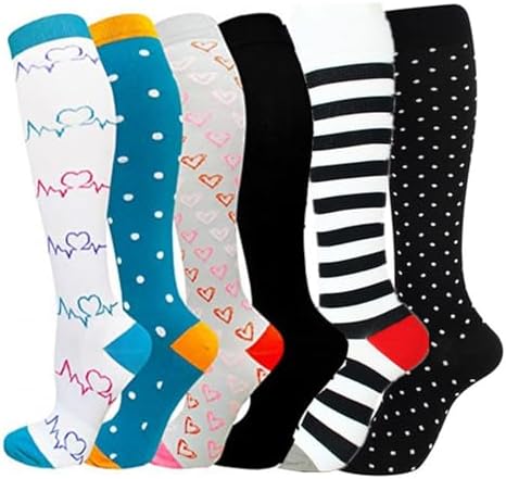 6 Pack Compression Socks for Women Men 15-20mmHg