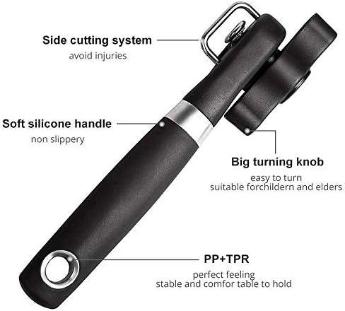 RICKUNCL Manual Can Opener with Soft Grip and Smooth Edge