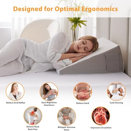 Ruqmuis 10 Wedge Pillow for Acid Reflux and Back Pain Relief