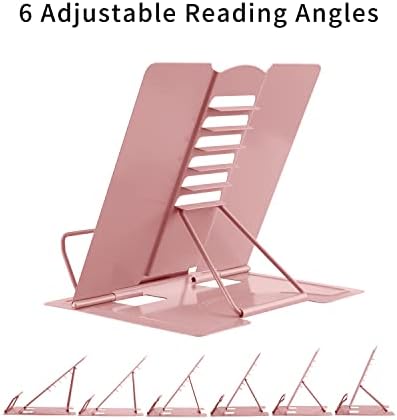 MSDADA Adjustable Book Stand for Reading and Cooking Morandi Pink