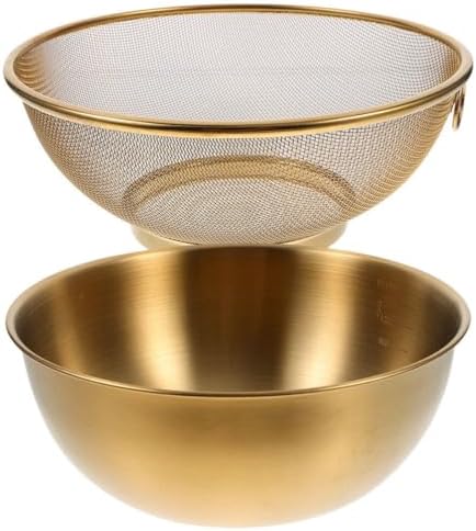 Luxshiny 2pc Stainless Steel Colander Set with Basin