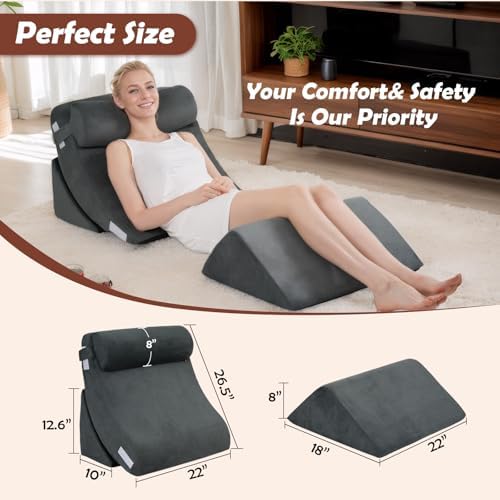 4PCS Orthopedic Bed Wedge Pillow Set for Back and Leg Pain Relief