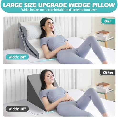 Simpledad Wedge Pillow Set 3PCS 15-in-1 Adjustable Memory Foam