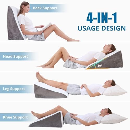 Sasttie 12 Wedge Pillow for Sleep Apnea and Acid Reflux Relief
