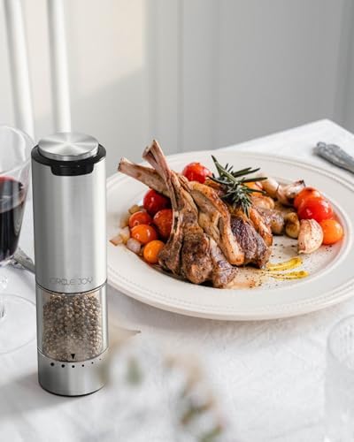 CIRCLE JOY Electric Salt Pepper Grinder Set with Base and LED Light
