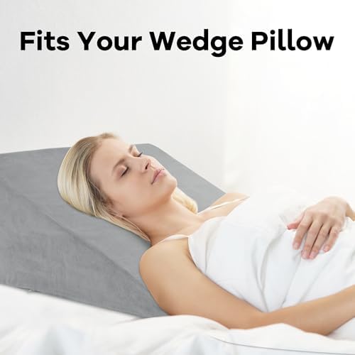 HOMBYS Velvet Bed Wedge Pillow Cover - Zipper Removable Machine Washable