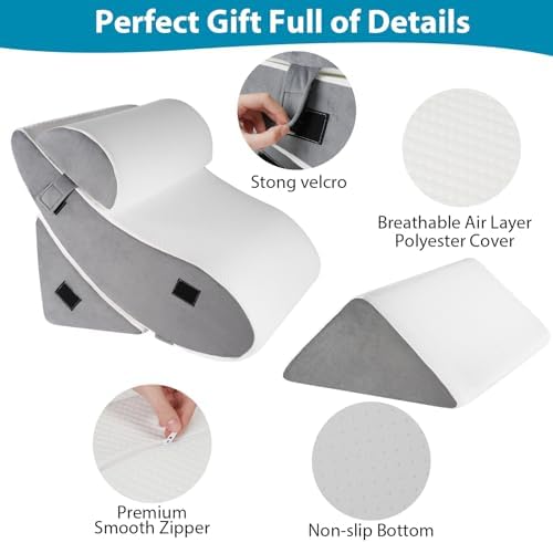 4PCS Orthopedic Wedge Pillow Set for Back Leg Support