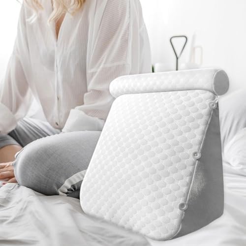 SiaBiced Wedge Pillow for Headboard Back Support Adjustable Headrest Grey