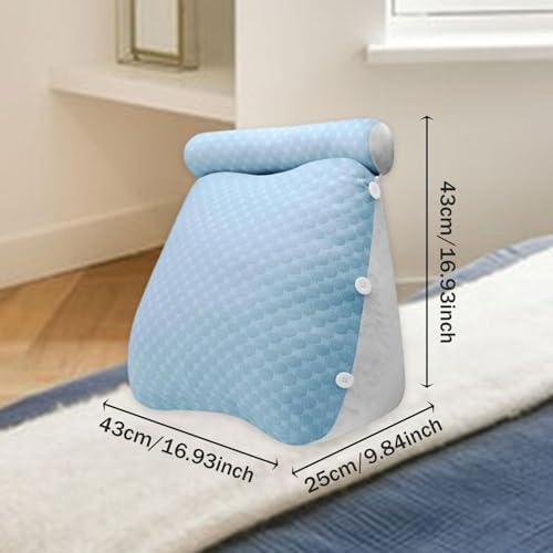 WeiLaiKeQi Wedge Pillow Headboard Support for Sitting Up Soft Blue
