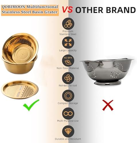 QOBIMOON 3PC Colander Set Stainless Steel
