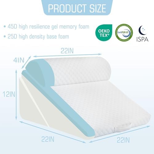 Ziiyllean 3Pcs Adjustable Memory Foam Wedge Pillow Set