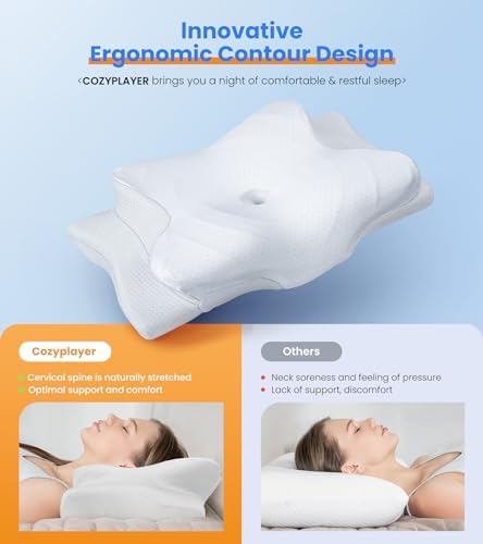 Cozyplayer Ultra Pain Relief Cooling Pillow with Neck Support