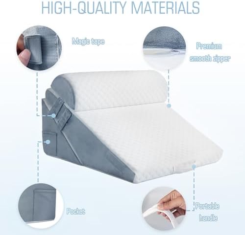 Ziiyllean 3Pcs Adjustable Memory Foam Wedge Pillow Set