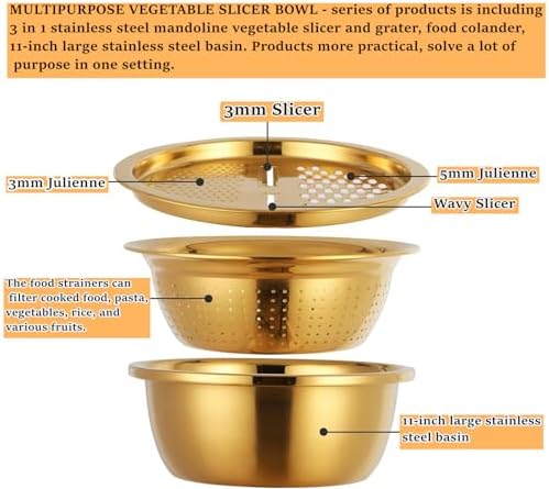 QOBIMOON 3PC Colander Set Stainless Steel