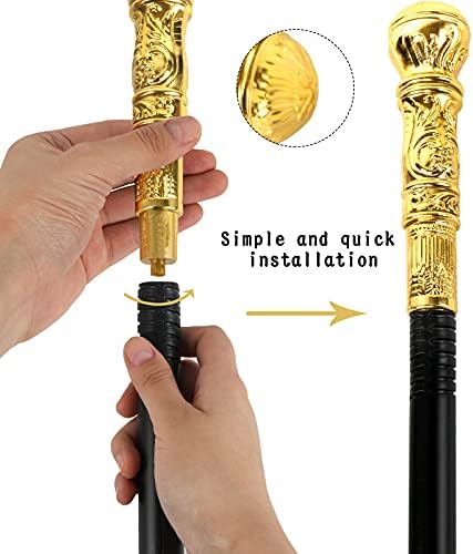 Lucleag 2PCS Gold Silver Walking Cane Set Halloween Prop