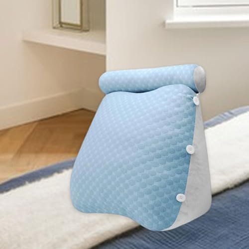 WeiLaiKeQi Wedge Pillow Headboard Support for Sitting Up Soft Blue