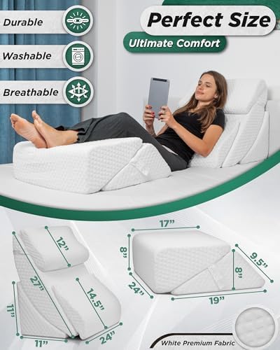 Lunix 6pcs Orthopedic Bed Wedge Pillow Set for Pain Relief