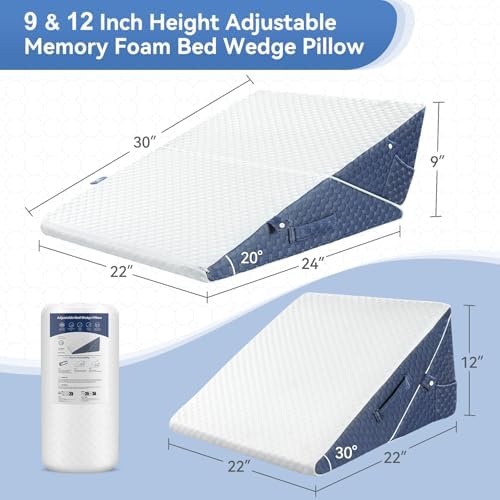 Welzona 9 12 Inch Bed Wedge Pillow with Memory Foam Top
