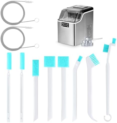 Palksky Ice Maker Cleaning Brush Set 2Pcs Long-Handled Metal 8Pcs Crevice Brushes