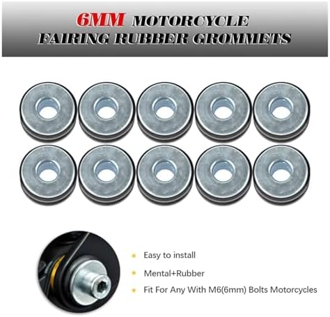 YUEGG Motorcycle M6 6mm Rubber Grommet Bolt Kit