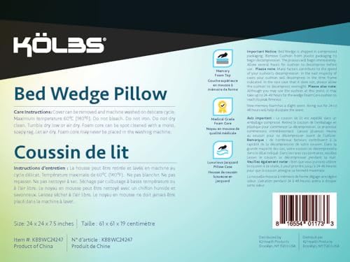 Klbs Bed Wedge Pillow for Sleep Apnea and Acid Reflux Relief