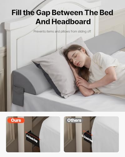 VEVOR Bed Wedge Pillow for Headboard 76x8x6 inch 25D Foam Gray