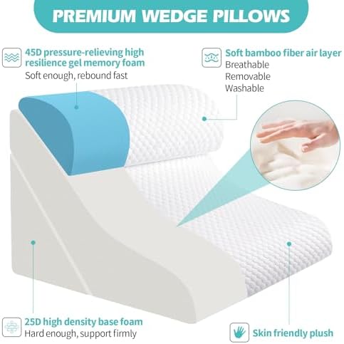 Simpledad Wedge Pillow Set 3PCS 15-in-1 Adjustable Memory Foam