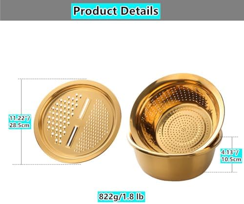 QOBIMOON 3PC Colander Set Stainless Steel