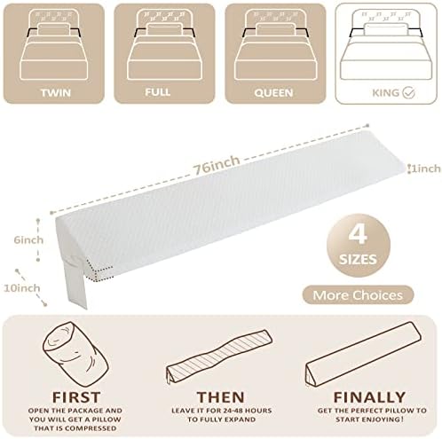 Homemate King Size Bed Wedge Pillow - White 1