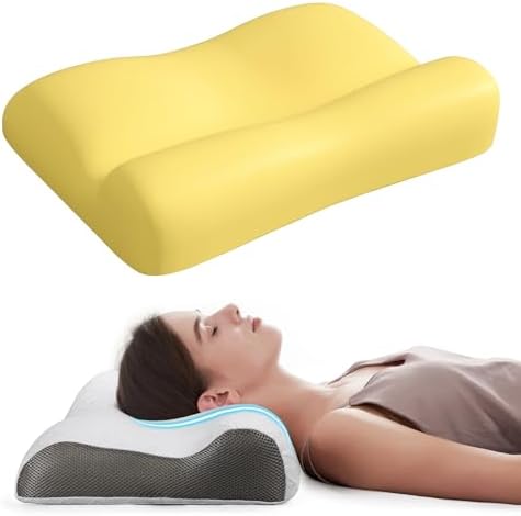 RESTCLOUD Contour Memory Foam Neck Pillow for Back and Side Sleepers