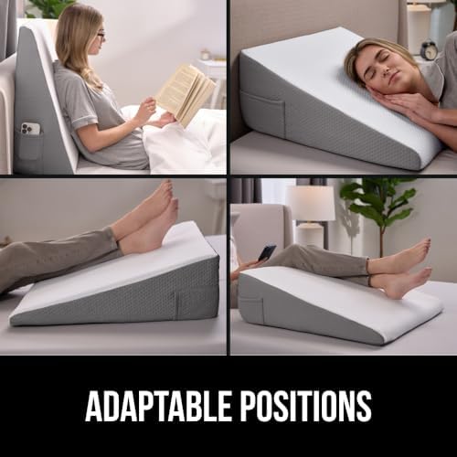GORILLA GRIP Bed Wedge Pillow with Dots and Storage