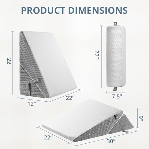 Sasttie Wedge Pillow Set with Memory Foam and Adjustable Heights