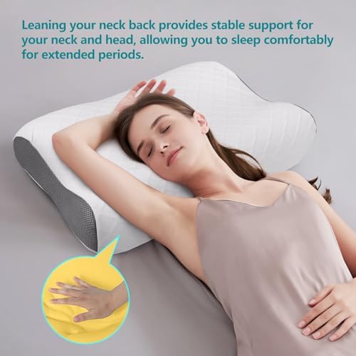 RESTCLOUD Contour Memory Foam Neck Pillow for Back and Side Sleepers