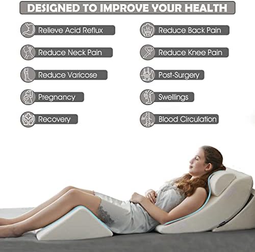 Ganaver 4PCS Orthopedic Pillow Set for Surgery Recovery and Acid Reflux Relief