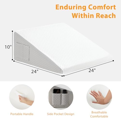 Ruqmuis 10 Wedge Pillow for Acid Reflux and Back Pain Relief